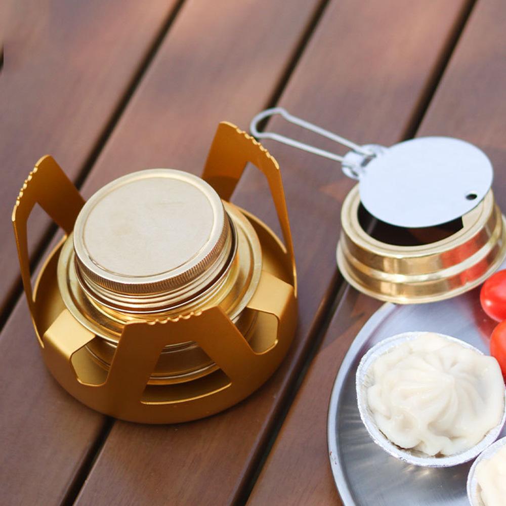1PC Portable Mini Alcohol Stove Outdoor Camping Stove  Adjustable Flame Picnic Barbecue Fishing with Aluminum Alloy Structure