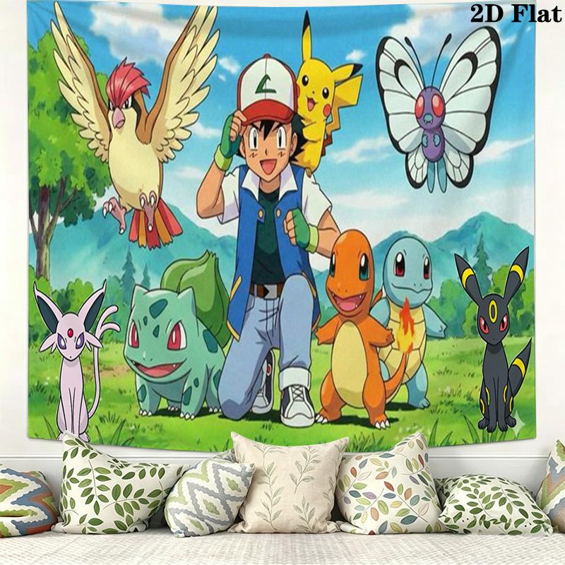 Pocket Monster Wandteppich Ästhetisches Wandbehang Gedruckter Stoffdecke Dekorative Wandteppiche für Schlafzimmer Wohnzimmer Heimdekoration
