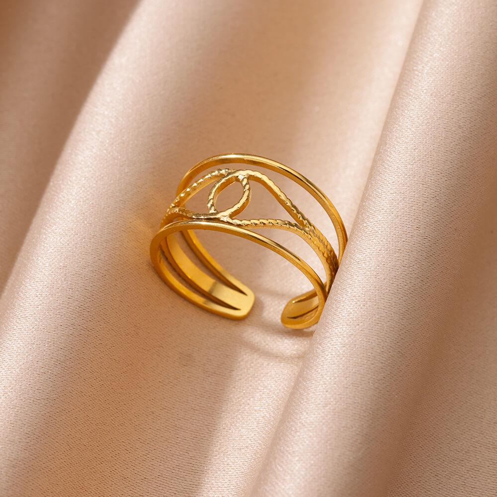 Anello aperto a forma di cuore in acciaio inossidabile color oro per donna, non scolorisce, alla moda, squisito, estetico, gioiello romantico per coppia