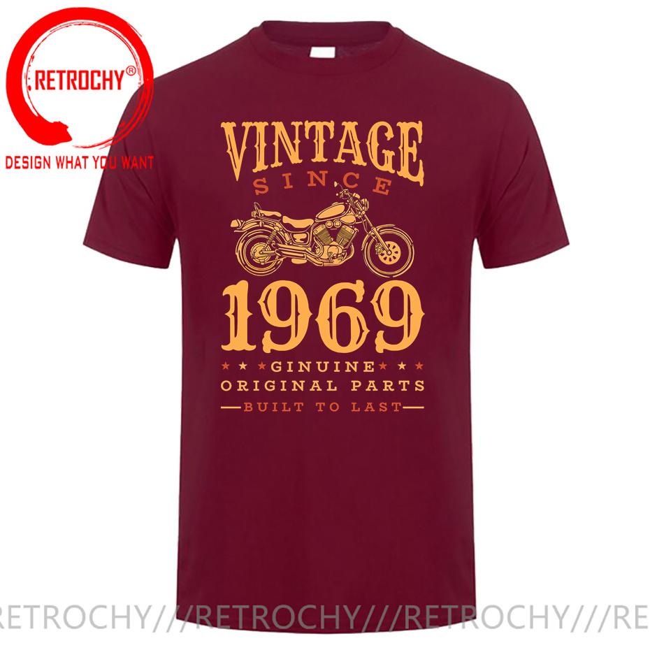 Limited Edition Born In 1969 Vintage Motorcycle Birthday Gift Idea T Shirt Classic Made In 1969 Ginuine Original Parts TShirt S