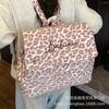 Leopard print backpack women's fashion niche design sense student class bag canvas retro tote bag travel backpack