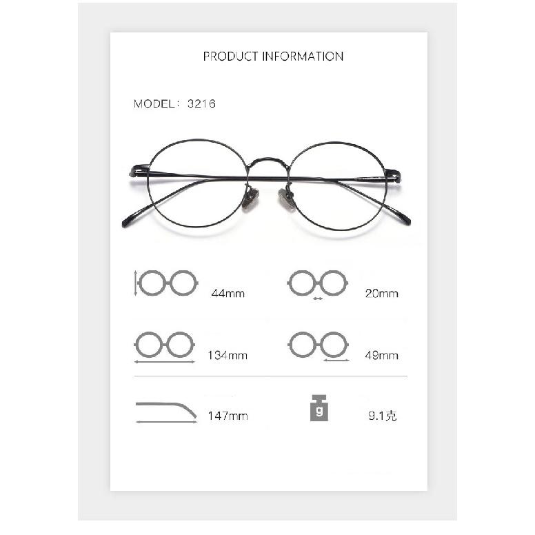 Pure Titanium Round Retro Glasses Frame Full Frame Myopia Glasses Men And Women Fashion Prescription Spectacles Frames 3216