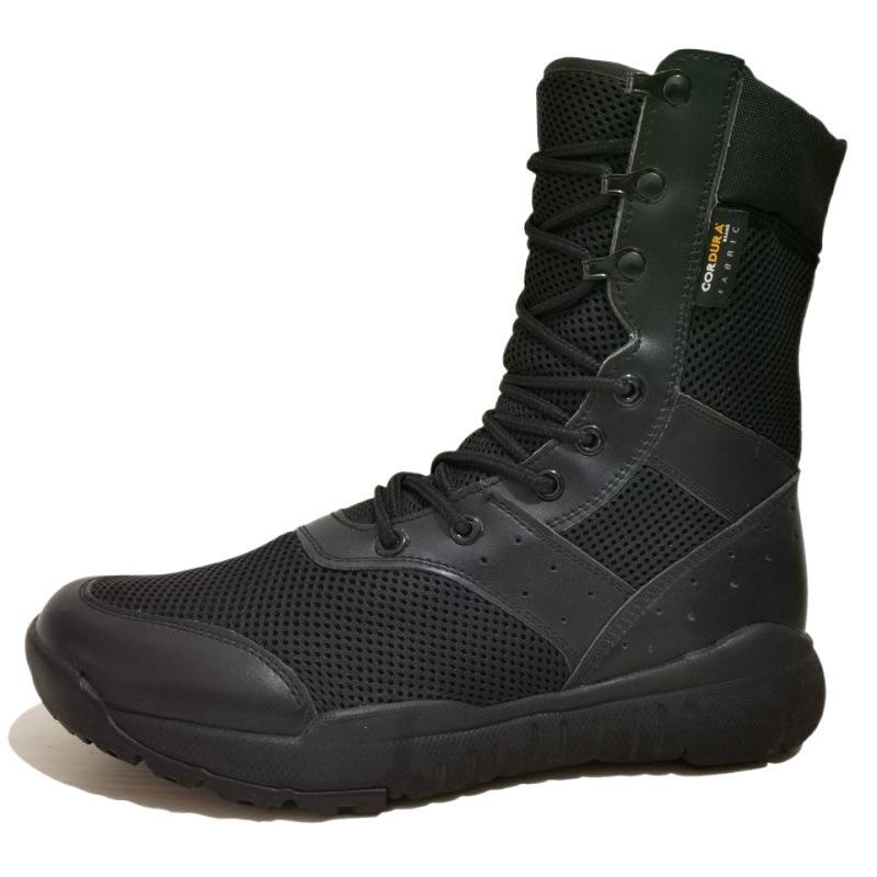 Summer Ultra-Light Breathable High-Top Desert Canvas Combat Boots - Lightweight Military-Style Outdoor Shoes with Zipper