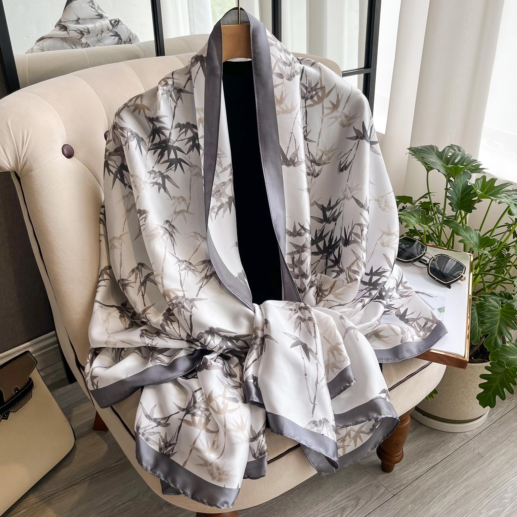 Luxus-Sonnenschutz Strand Seidenschal Damen Die Vier Jahreszeiten Bandana Design Quadratische Schals Beliebter Stil 180X90cm Schals