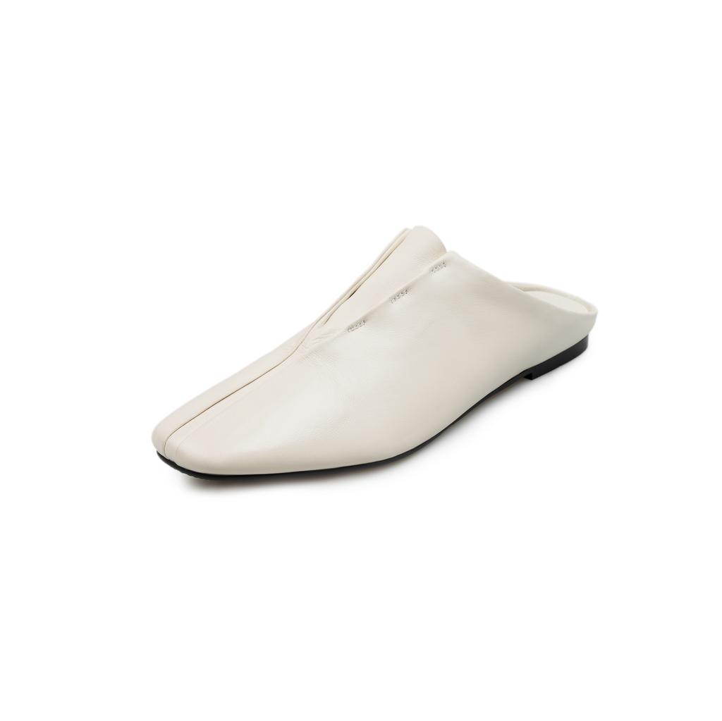 Fashion 2025 New Fashion Square Toe Flat Shoes Women Spring Summer Office Lady Party Genuine Leather Shoes Woman Mueller Slippers
