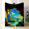Minecraft Style Cliff Scenery Blanket Bedroom Blanket for Livingroom Couch Lunch Break Soft Throw for Friend's Festival Gift