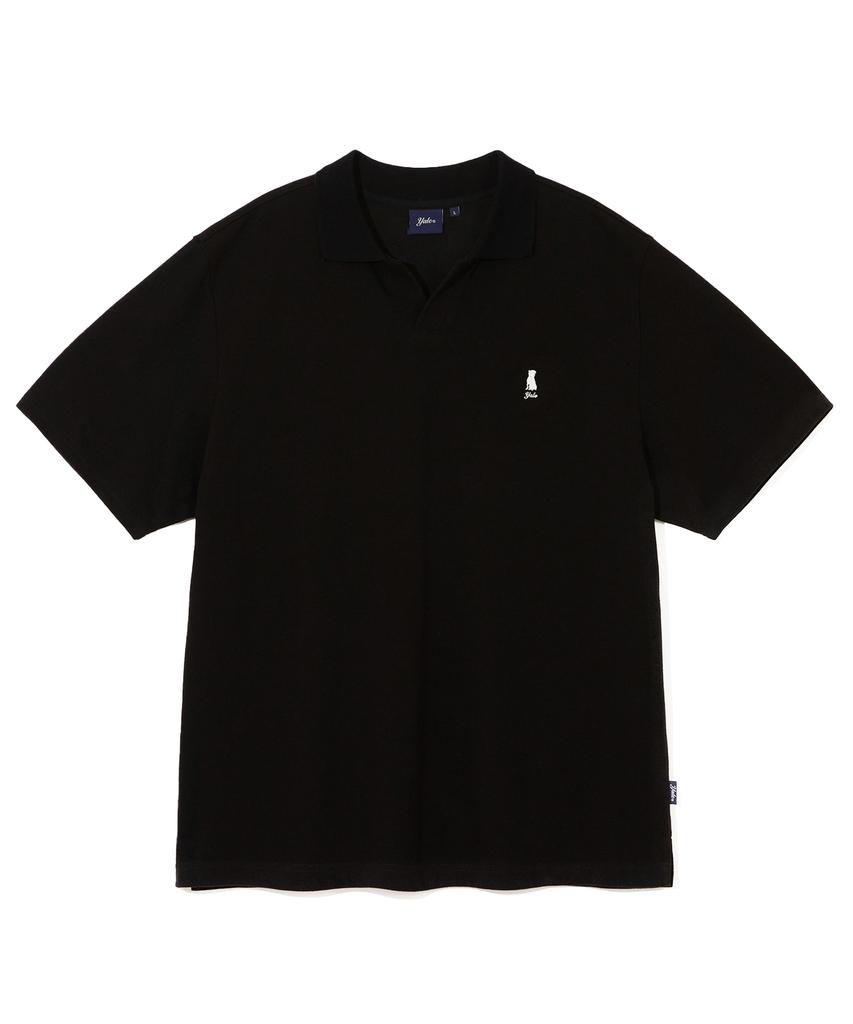 YALE Heritage Dan Slit-Neck Pique Tee Black