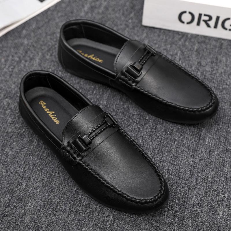 Men's Summer 2025 British-Style Casual Leather Loafers - Soft Sole, Trendy One-Step Drive Shoes