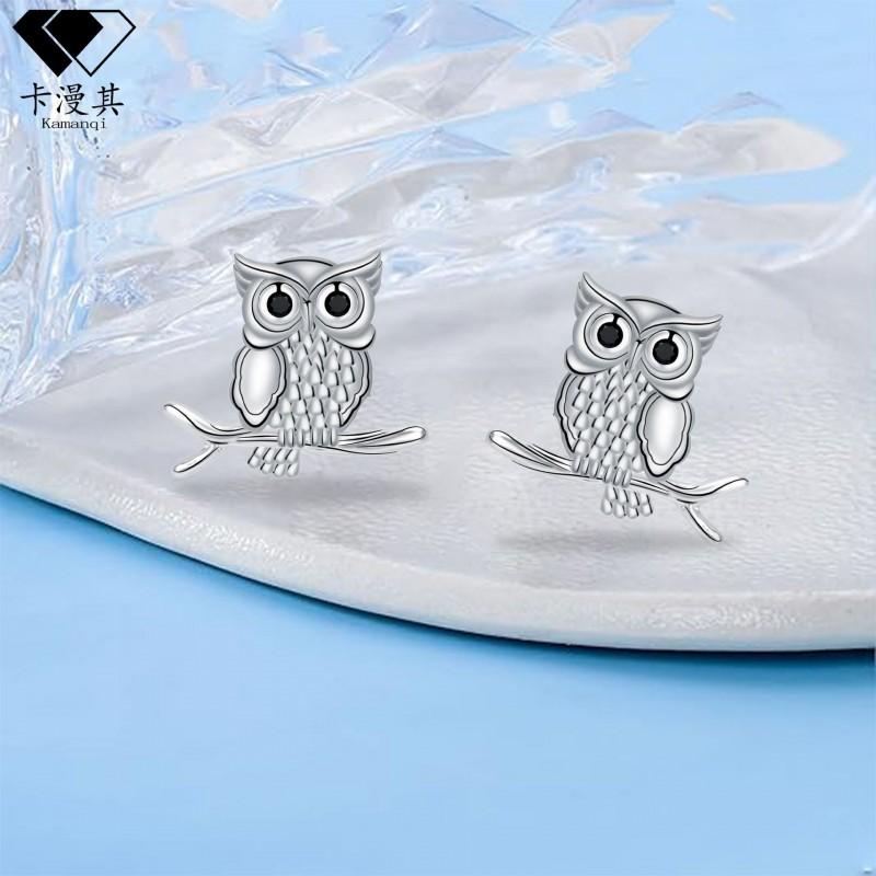 Elegant Owl Stud Earrings Women Plated Cute Animal Jewelry Korean Style Sweet Fashion Accessory