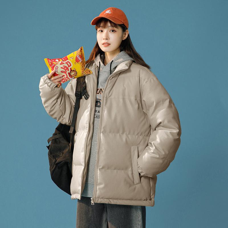 Winter coat men's new stand-up collar cotton-padded clothes thickened men's winter cotton-padded jacket youth leather leather cotton-padded 