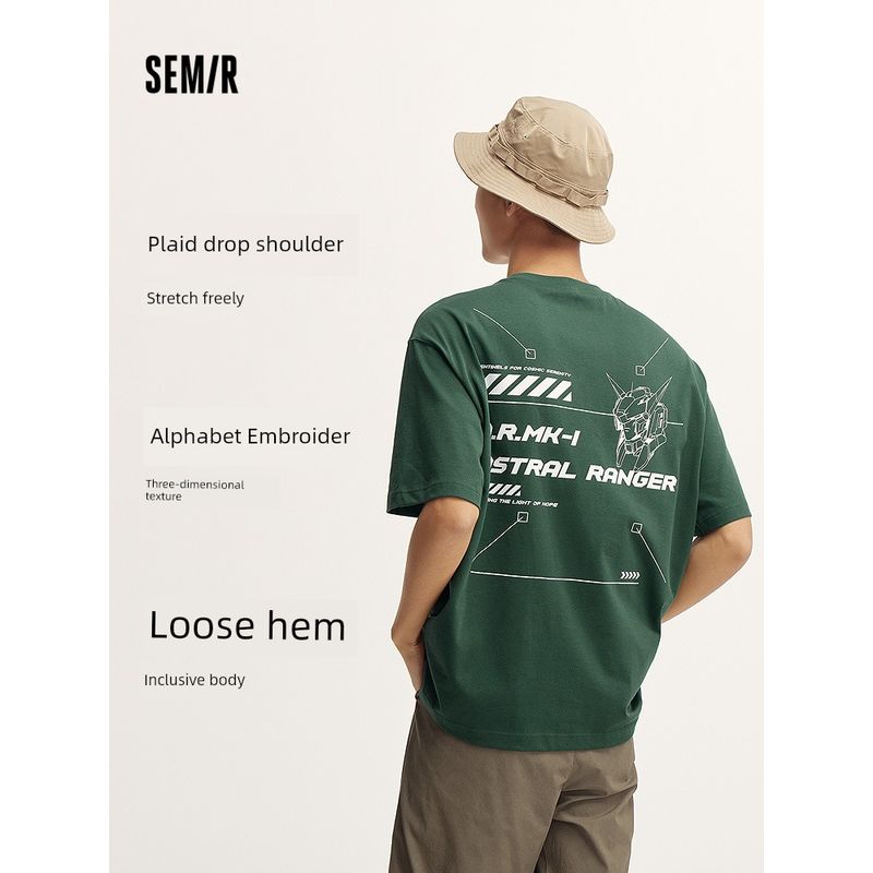 

Мужская футболка с коротким рукавом Senma, свободный модный топ с принтом, студенческая молодежная текстура, вышивка, летняя одежда, персонализированный, для меньшинства Milk White 10532 165/84A/S