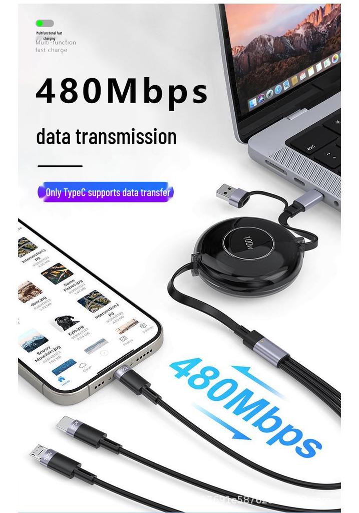 Multi-Purpose Magnetic Charging Watch with Retractable Mobile Phone Data Cable - Perfect for Creative Gifts