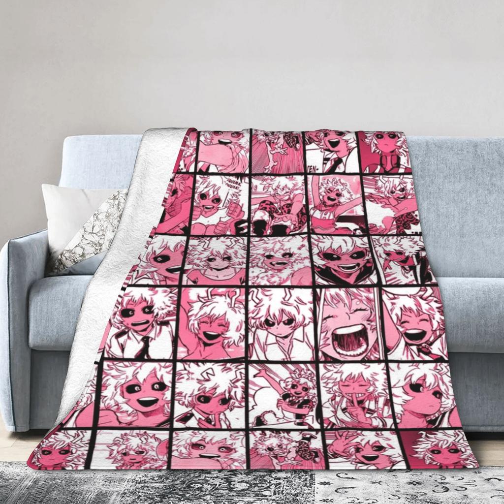 Uraraka Ochako Collage Knitted Blankets Academy Anime Manga Throw Blankets Summer Air Conditioning Ultra-Soft Warm Bedspreads