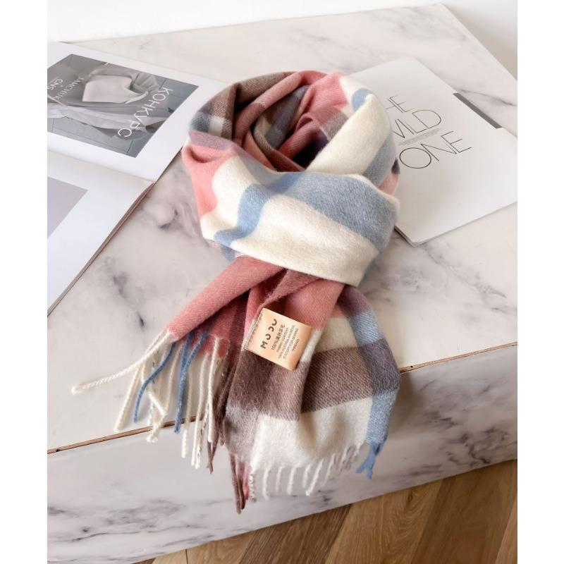 Selected pure wool plaid scarf classic unisex couple winter warm scarf