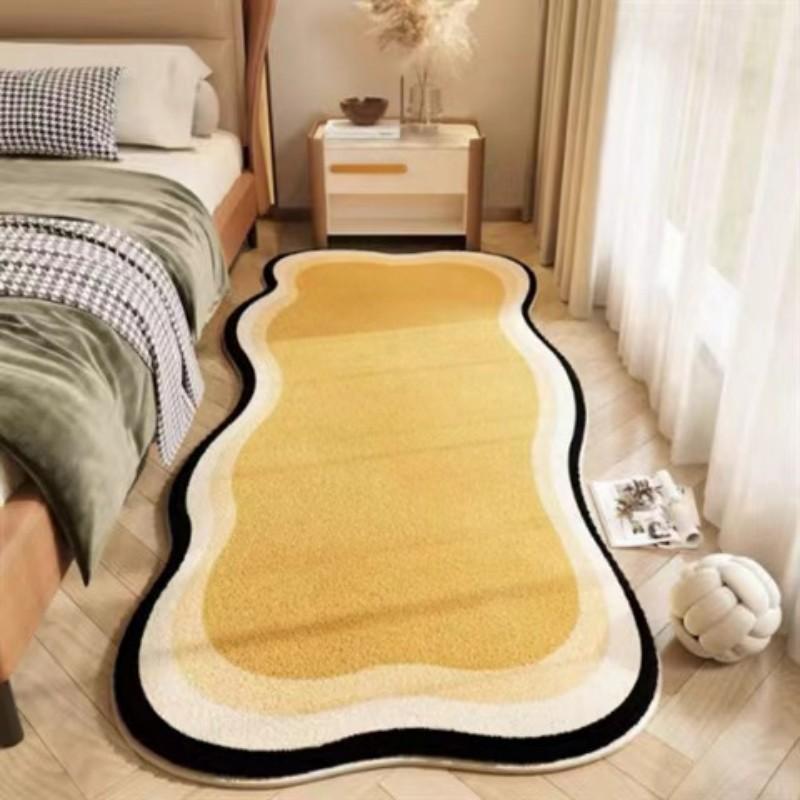 Insulated Faux Cashmere Bedside Throw Home Bedroom Short Pile Shaped Rug Stain-Resistant and Easy-Care Carpet
