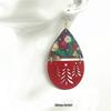 Red Hollow Spliced Creative Christmas Leather Dangle Earrings