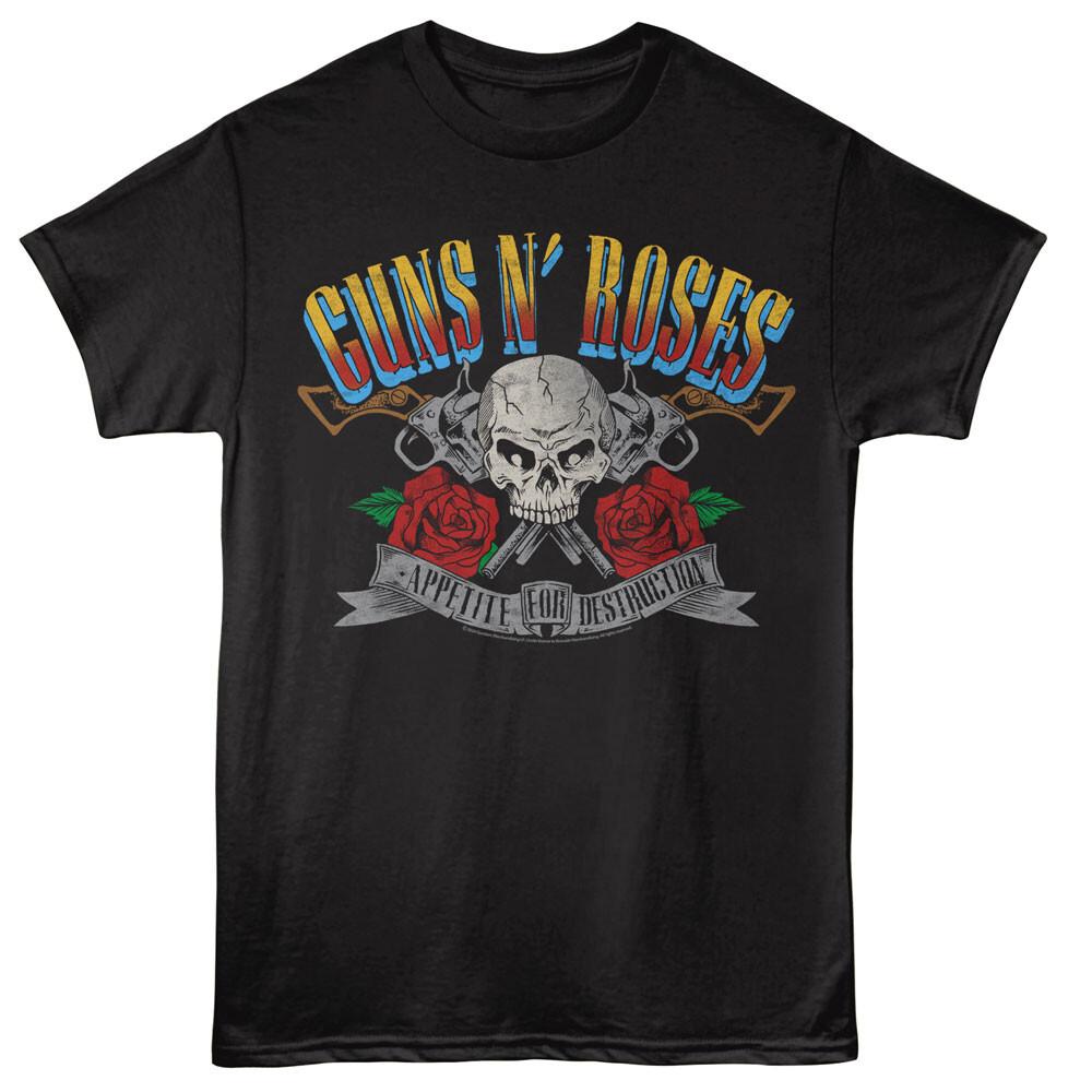 Guns N Roses Appetite For Destruction Skull Pistols Men T Shirt Rock Merch M