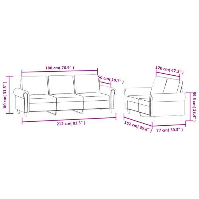 VidaXL Ensemble de Canapés avec Coussins 2 pcs, Canapés avec Accoudoirs et Dossier, Ensemble de Meubles, Mobilier de Salon, 3202254