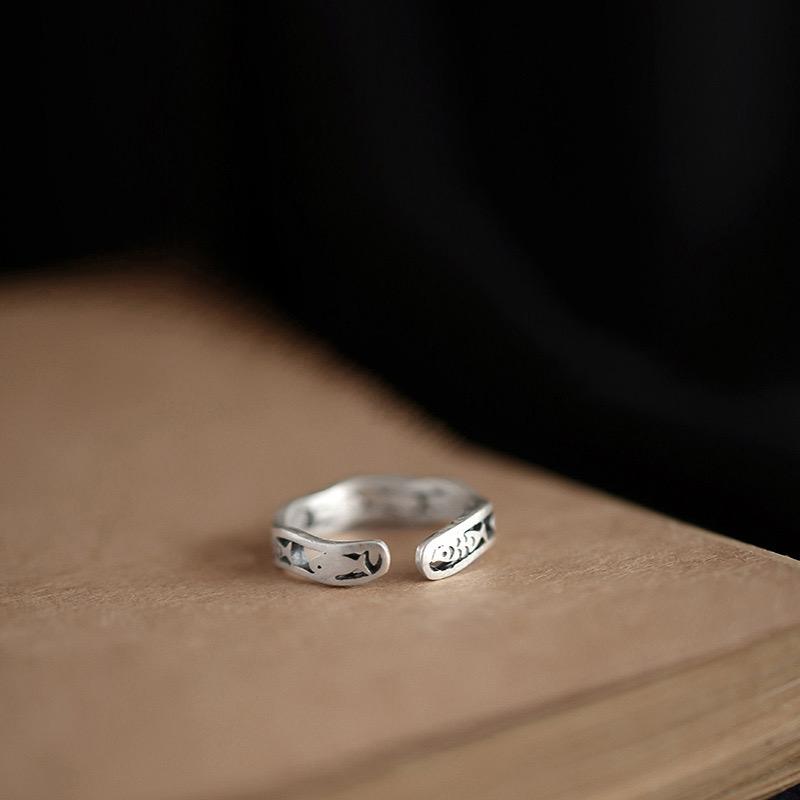 925 Sterling Silver Rings for Women Men Couple Minimalist Handmade Simple Fish Ring Party Jewelry Gift Prevent Allergy