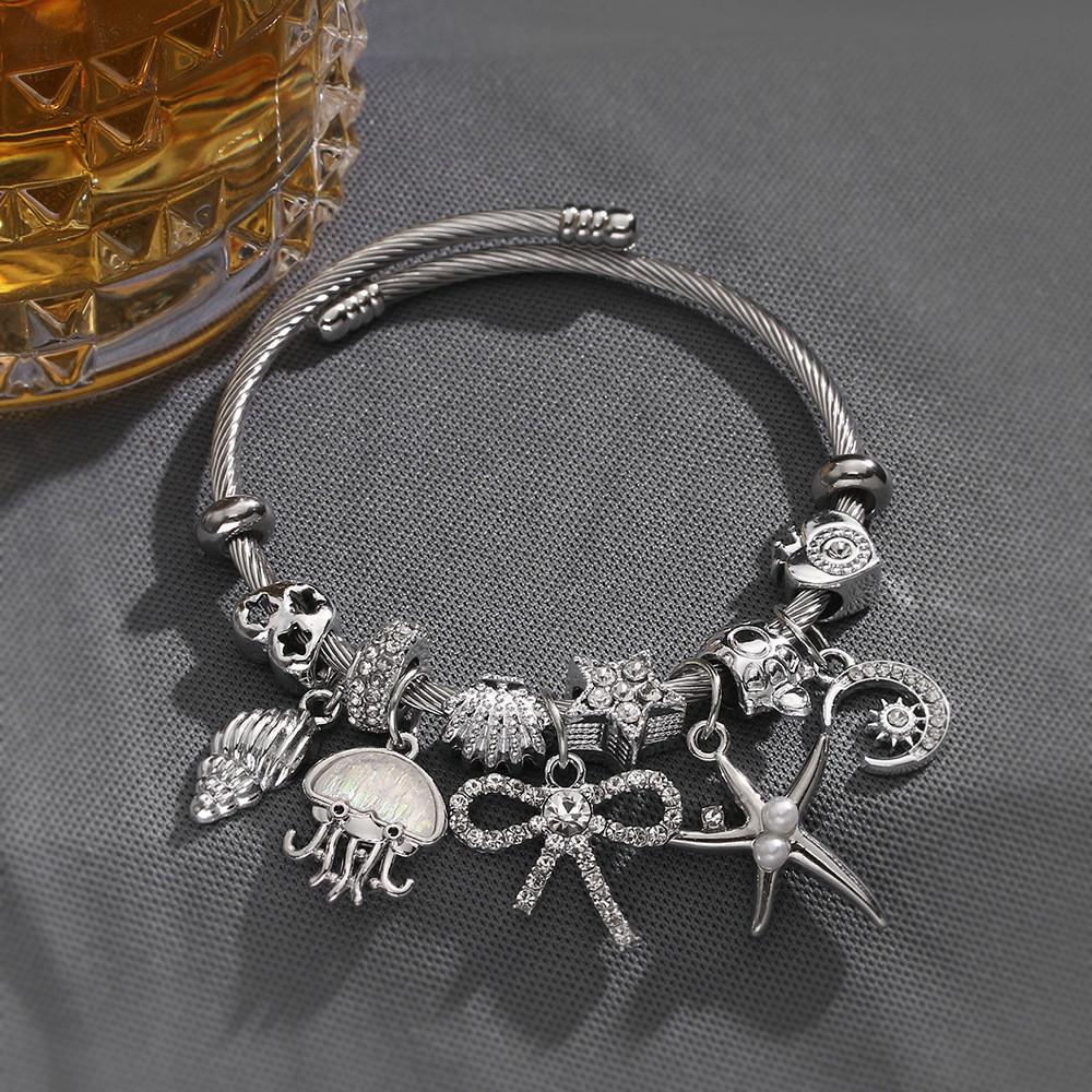 Bracciale Polpo Mondo Marino Con Strass Regolabile Gioiello Unisex Per Regalo Moda