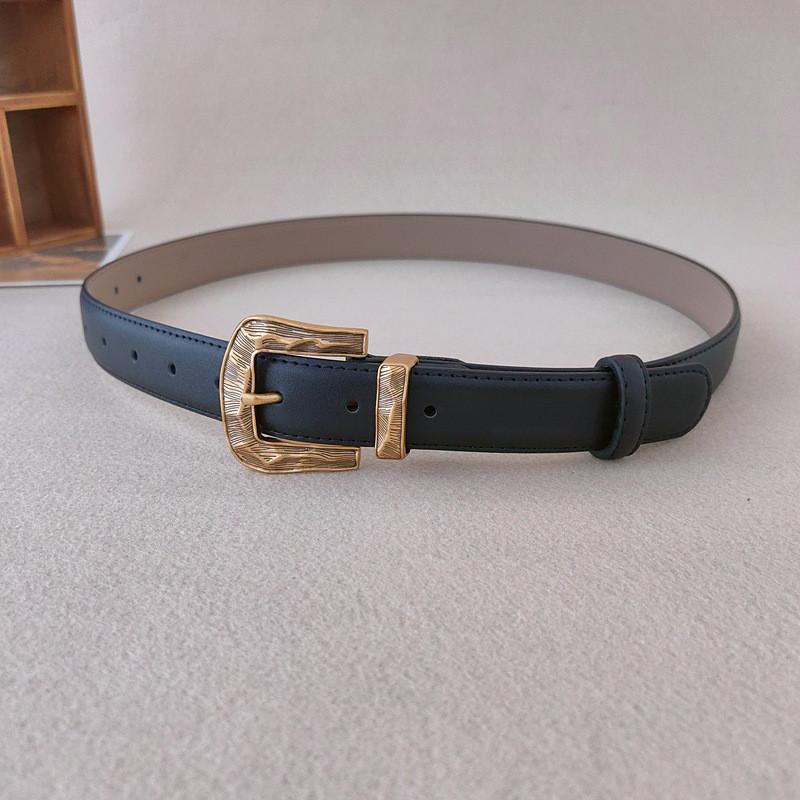 Color Leather Solid Belt For Women With Metal Pin Closure For Casual Outfits