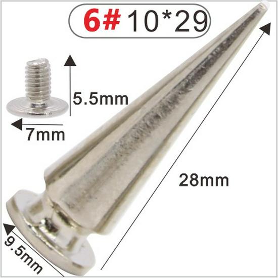 Punk Spike Alloy Bullet Rivet Horn Cone with Base Screw for Apparel, Bags, Shoes