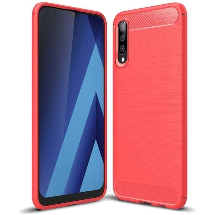 Coque de Protection - PROSHOP - Samsung Galaxy A70 - Souple - Fibre de carbone - Rouge