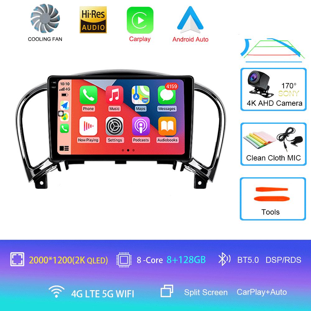 Car Radio Android 14 Carplay Auto For Nissan Juke YF15 2010 2011 2012 2013 2014 Multimedia Player WIFi+4G DSP 2 DIN Touch Screen