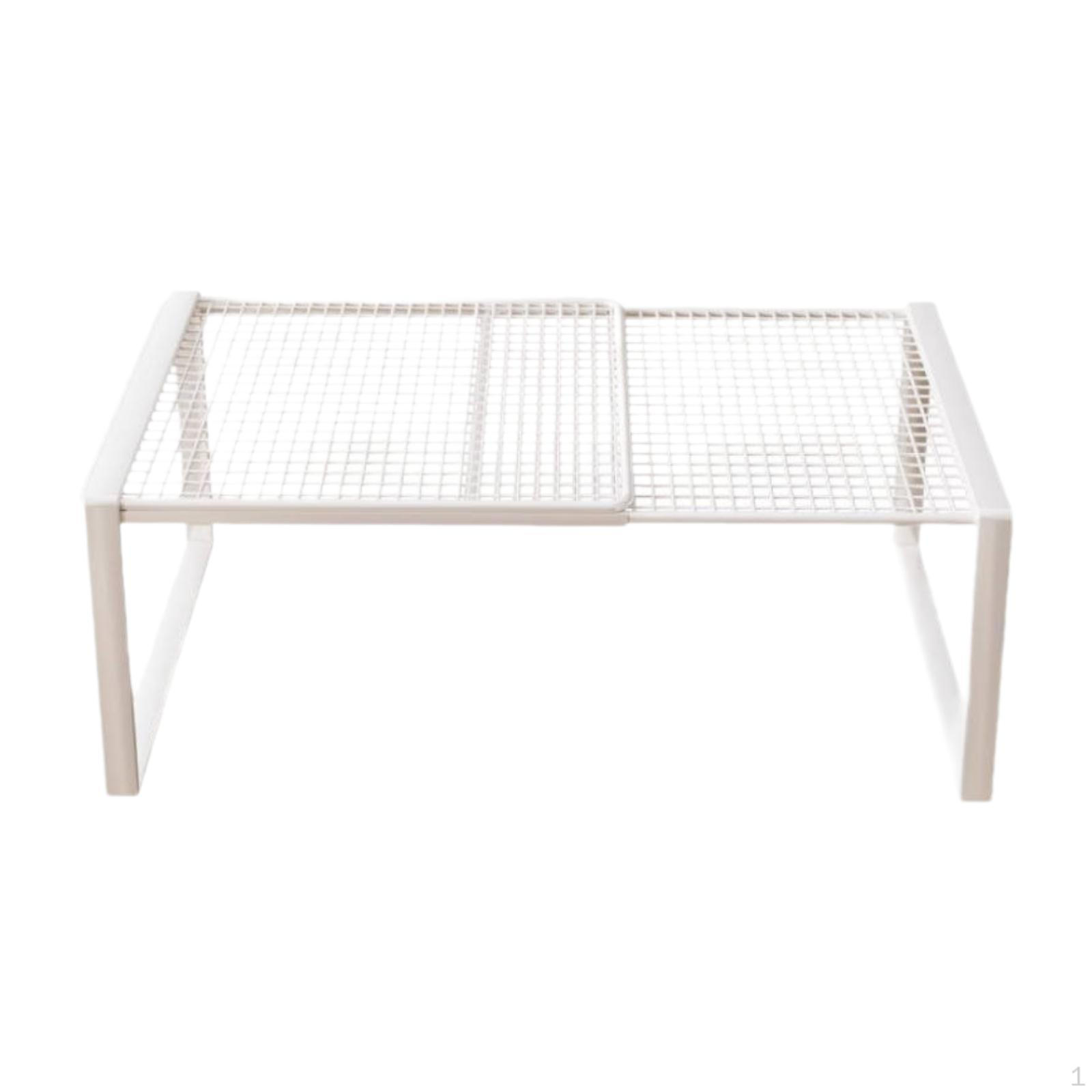 

Expandable Wire Rack Adjustable Stand Riser Metal Storage Shelf Spice Organization for Books White M