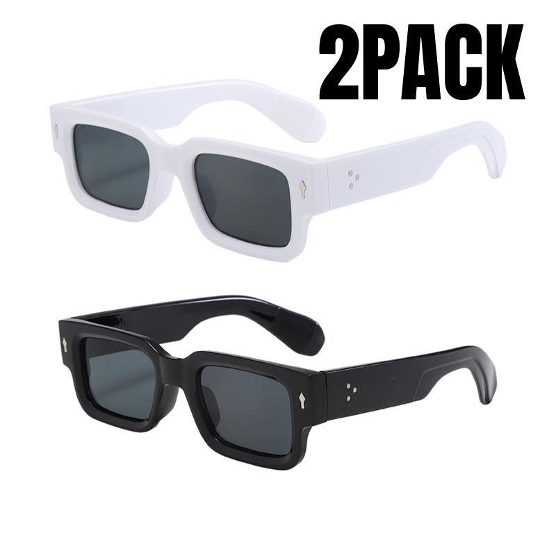 2PACK Square Mens Women Sunglasses European and American Fashion Small Frame Vintage Ins-style Sun Glasses Travelling Driving