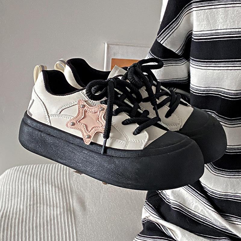 2025 spring new star board shoes student versatile casual Korean version muffin shoes ugly cute bread shoes women TMY610