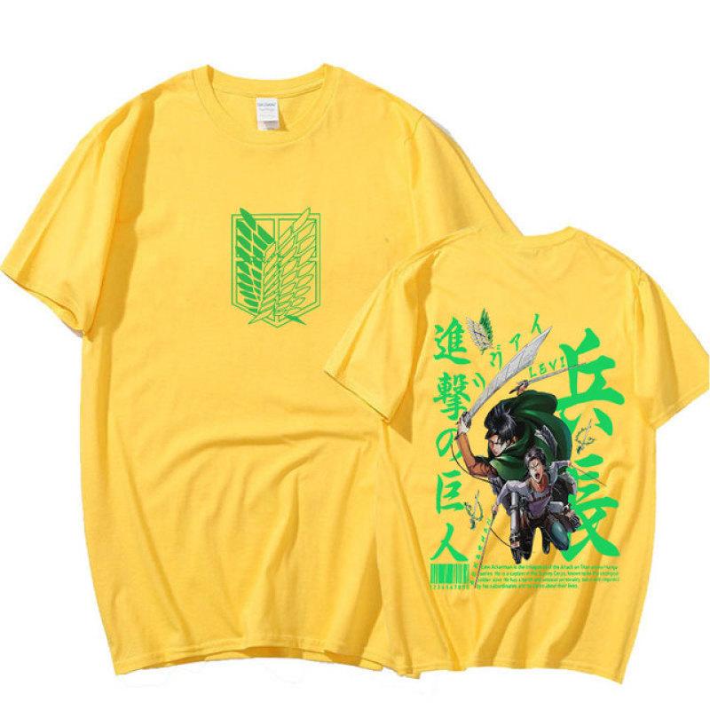 Tricou cu anime japonez Attack on Titan Manga Levi Ackerman Shingeki No Kyojin Tricou unisex casual din bumbac cu mânecă scurtă