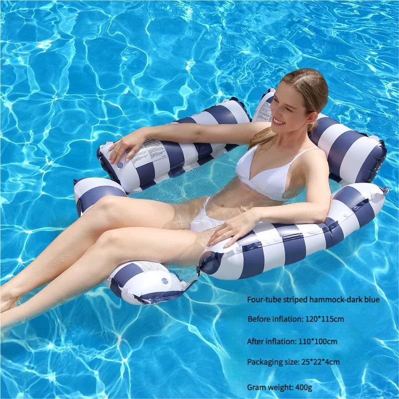 Inflatable Pool Floats Foldable Water Floating Mat Tangle-Free Design PVC Airbed for Swimming Relaxation Single Bed Tanning Chair with Pump
