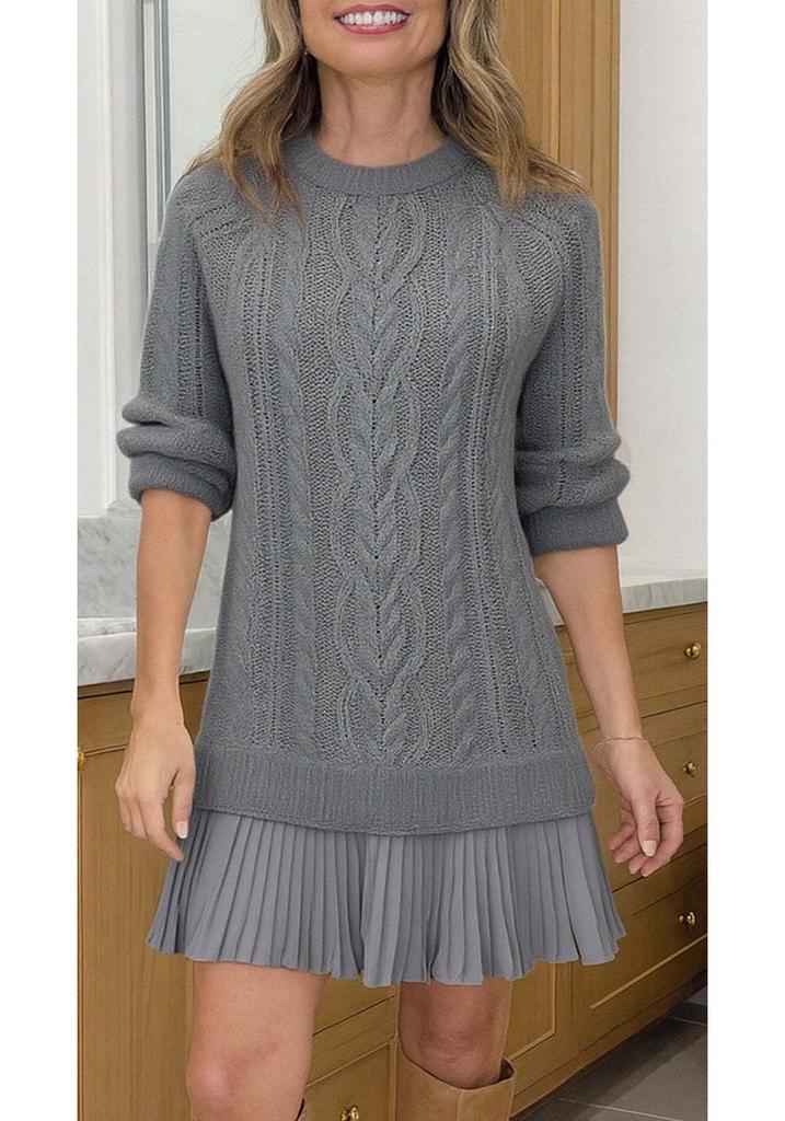European Cross-Border Knit Chiffon Mini Dress - Sweet Temperament Style