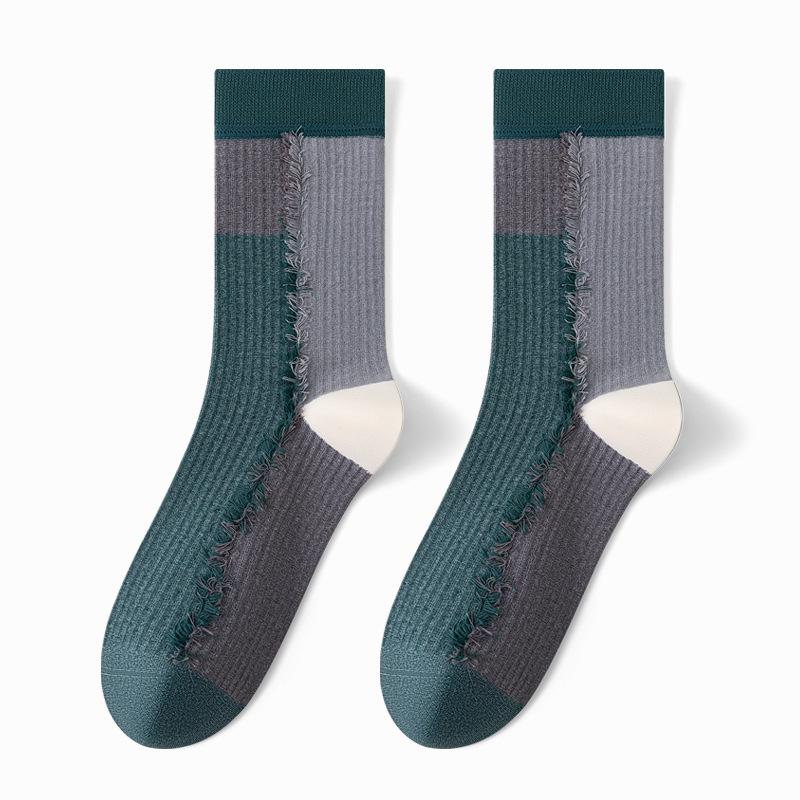 

Женские весенне-осенние трендовые спортивные цветные носки-трубы, впитывающие пот, дышащие, с защитой от образования катышков, двусторонней носки 1 pair темно-зеленого