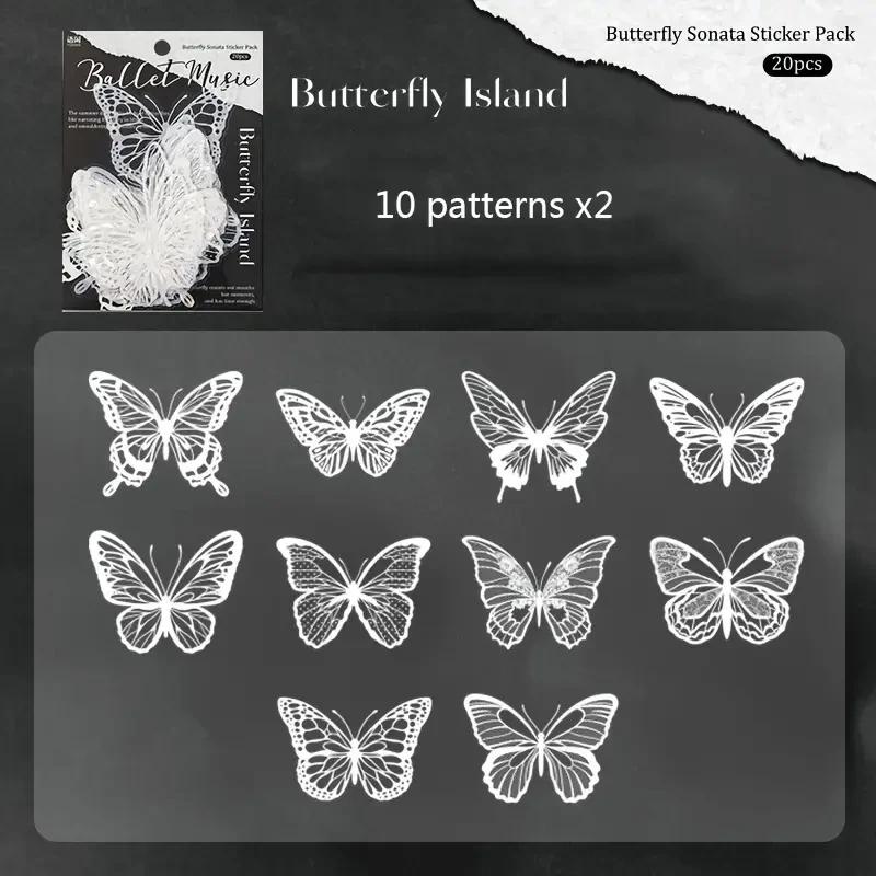 20 Sheets Shell Light Butterfly Hollow Lace Retro Hand Account DIY Material Decorative Junk Journal Supplies Scrapbooking