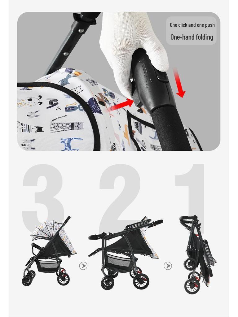 Huaying Compact One-Button Foldable Two-Way Baby Stroller