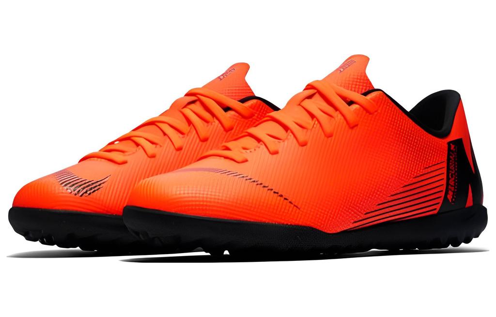 Nike Mercurial Vapor 12 Club Turf Slip Resistant Cushioning Low top Kids' Soccer Shoes Orange Black Kids' AH7355-810