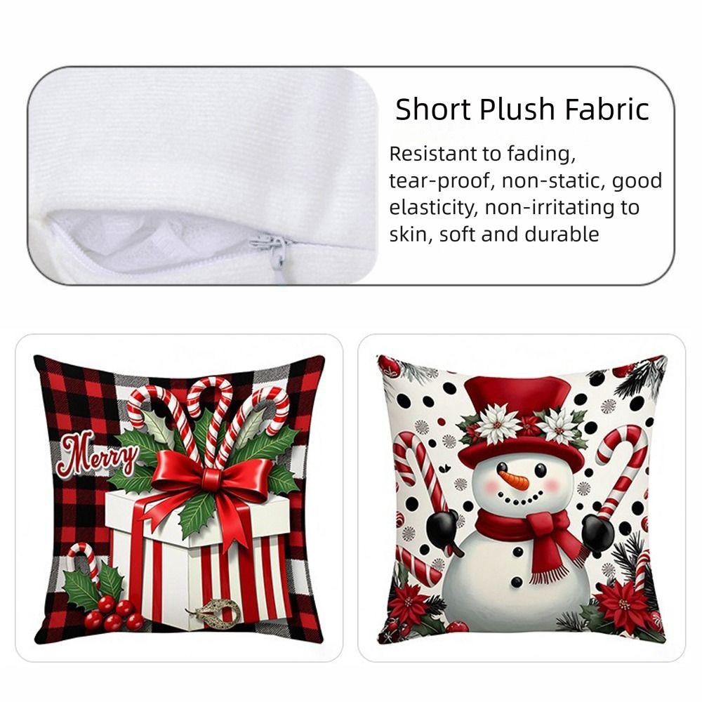 Christmas Cushion Cover Christmas Tree Pattern Santa Claus Cartoon Christmas Pillow Cover 45x45cm Size Snowflake