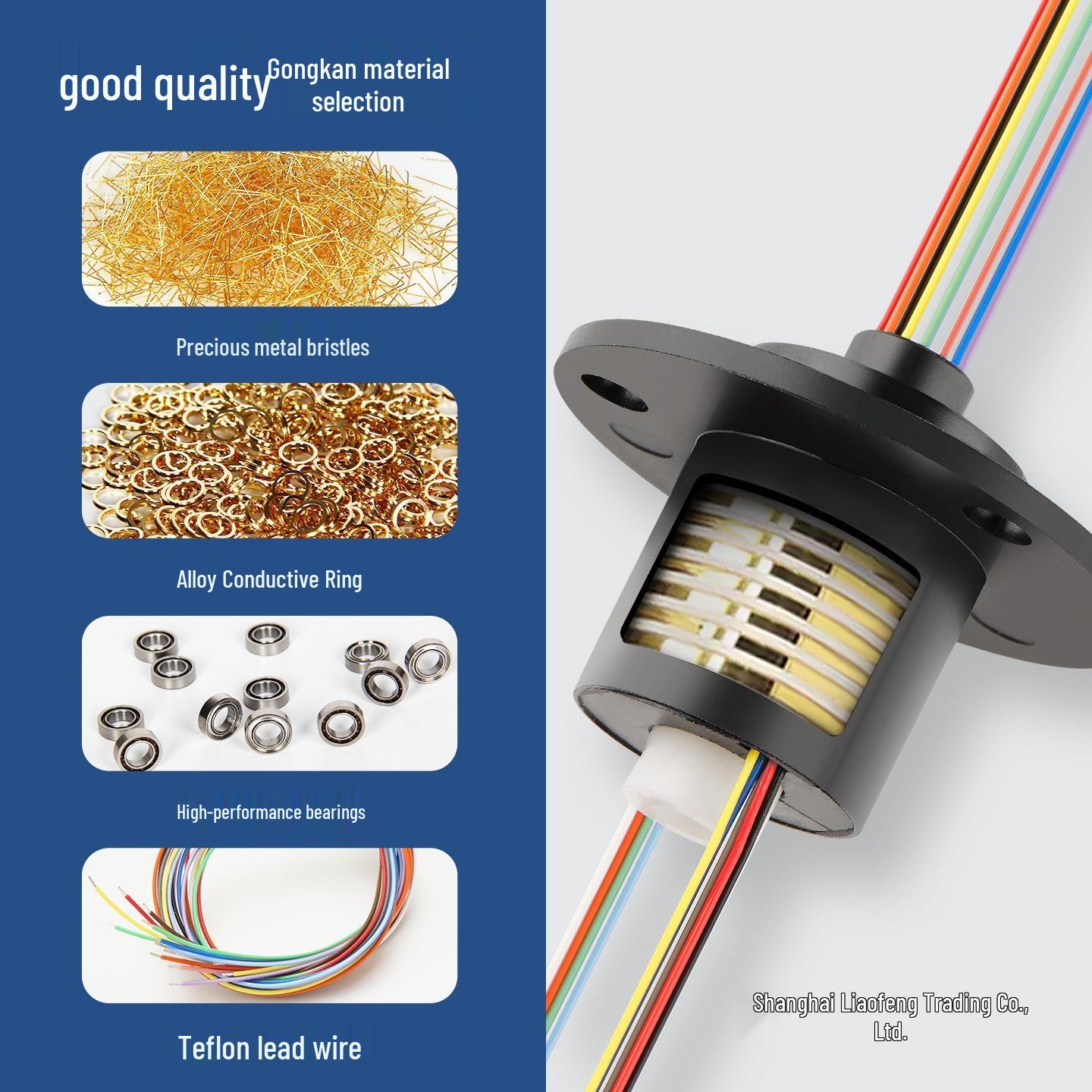 

5/12mm Through-Hole Conductive Ring Brush Slip Ring, 2-12 Way Rotary Joint for Electrical Power Supply Non-standard