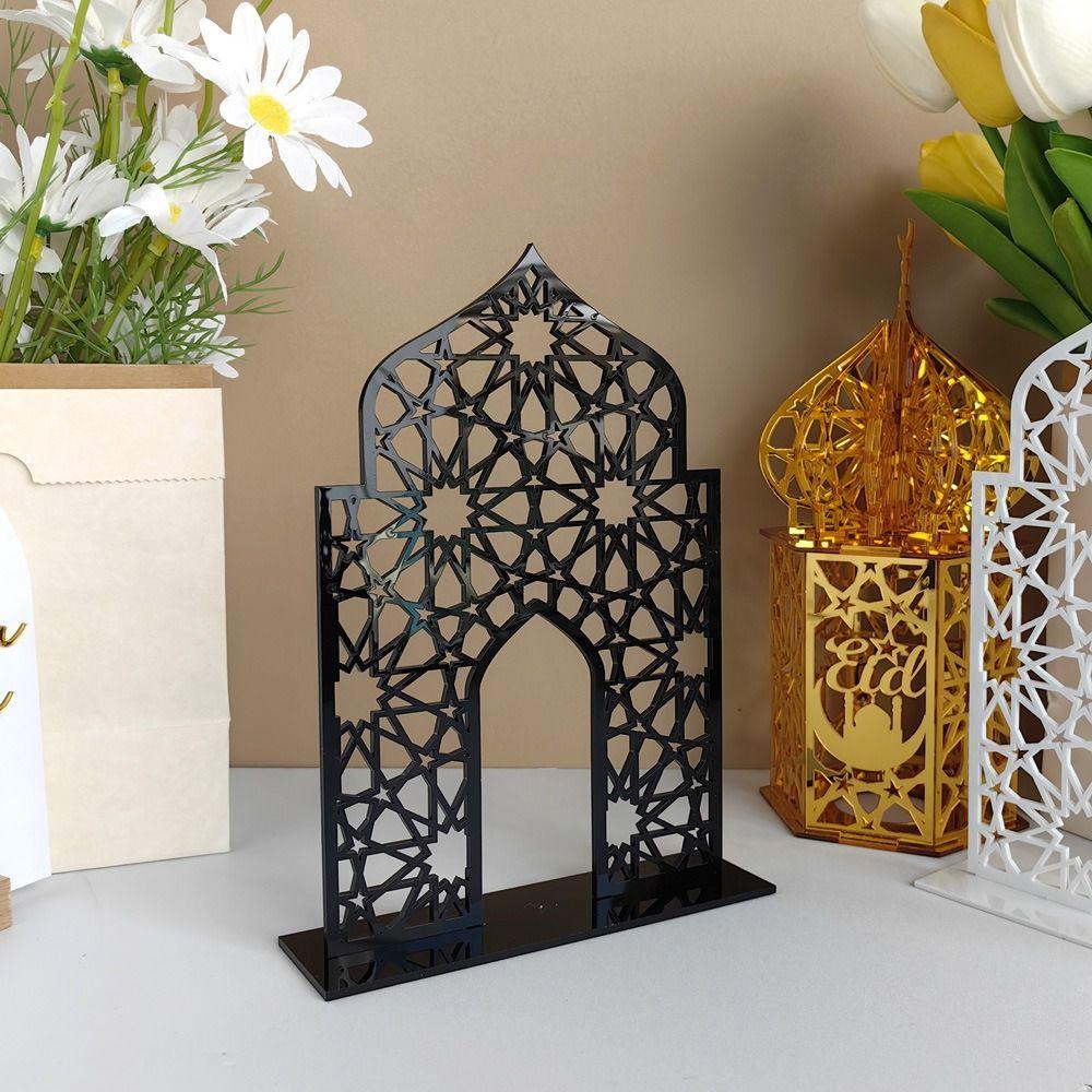 Black White Gold Ramadan Ornaments Mirror Face Desktop Decoration  Festival Supplies