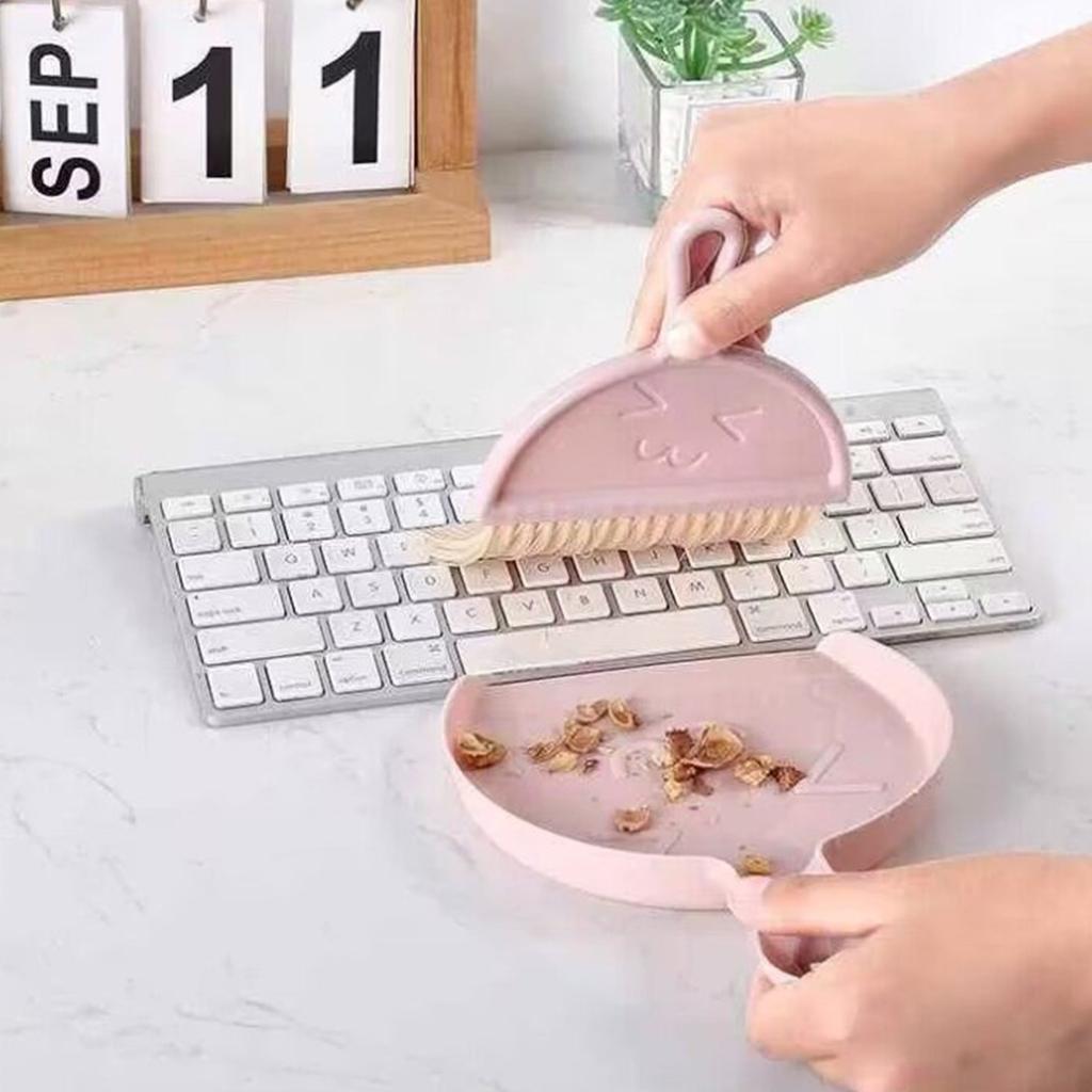 Small Broom Dustpan Set for Home Mini Dustpan Brush Set Handheld Hangable Whisk Broom for Table Countertop Key Board