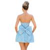 Summer European & American Women's Solid Color Jacquard Strapless Bow Dress