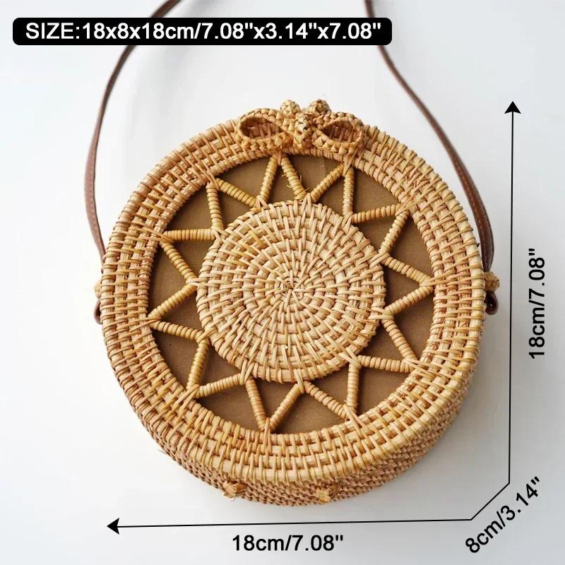 Quadratisch Rund Multi-Stroh Tasche Handtaschen Damen Sommer Rattan Tasche Handgefertigt Gewebt Strand Kreis Bohemia Handtasche