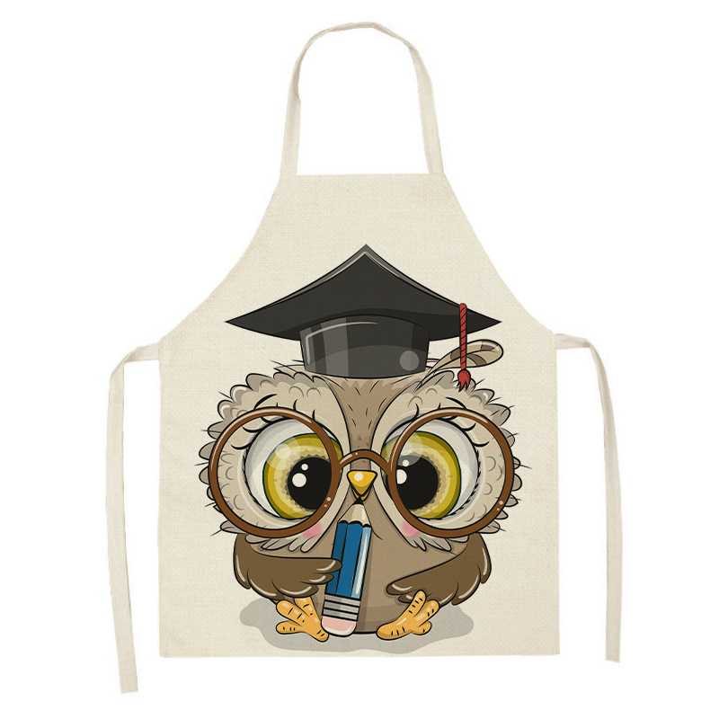 Cartoon Owl Printed Kitchen Apron Antifouling Waterproof Sleeveless Home Cleaning Tools Restaurant Chef Bib Cooking Accessories
