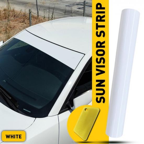 Windshield Universal Banner White Vinyl Decal Sun Strip DURABLE P EXV