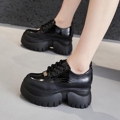 Inner Heightening Loafers Women's Spring New Black Small Fragrant Single Shoes Versatile Thick-soled British Small Leather Shoes