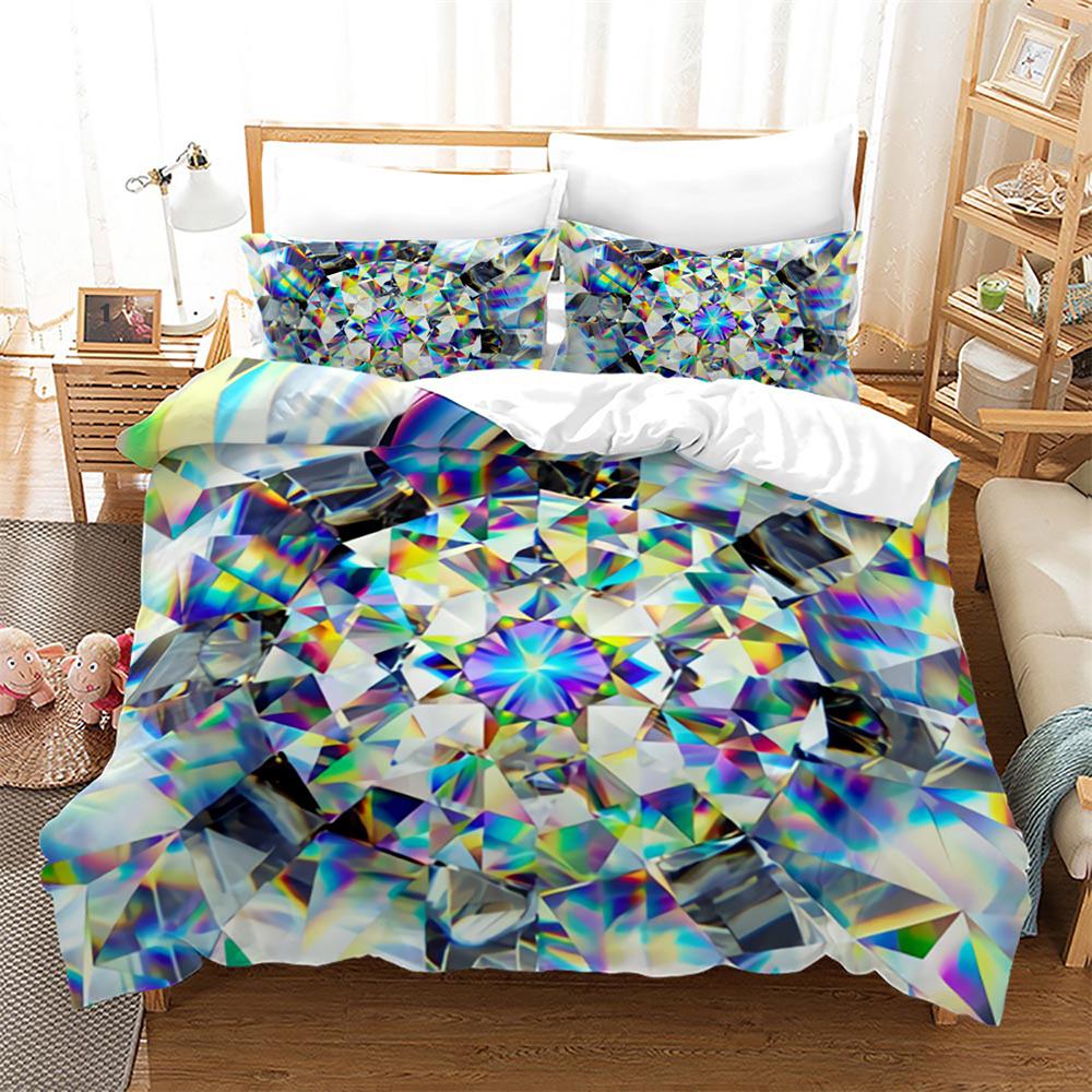 Diamond Duvet Cover Set Abstract Art Valentine's Day Gift for Girls Women Couple King Size Bedding Set Polyester Comforter Cover