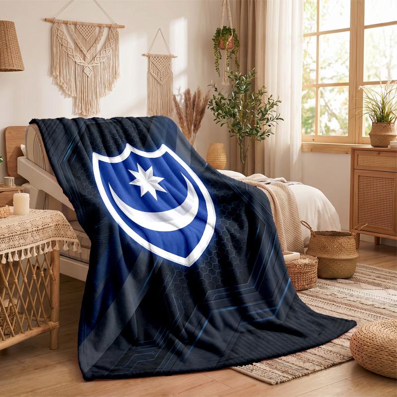 Coperta in Pile a Tema Portsmouth FC Morbida e Accogliente Coperta di Peluche per Camera da Letto Divano Viaggio