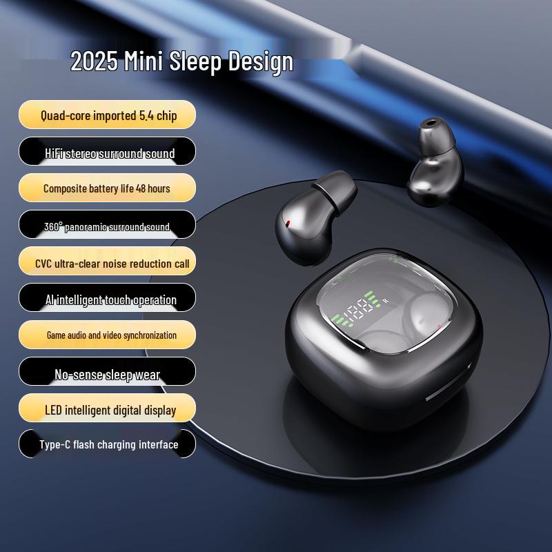 SK19 Bluetooth Headset: True Wireless Noise-Cancelling In-Ear Design, Ultra-Compact for Sleep.